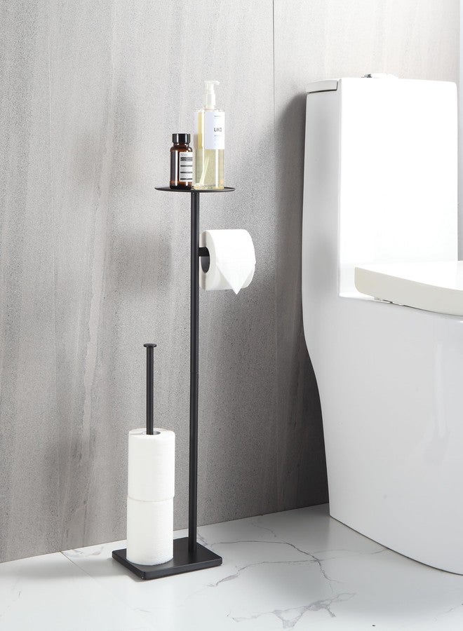 BVL Toilet Paper Holder Stand with Shelf Black Toilet Paper Holder Frees tanding with Shelf Brushed Nickel - Image 3