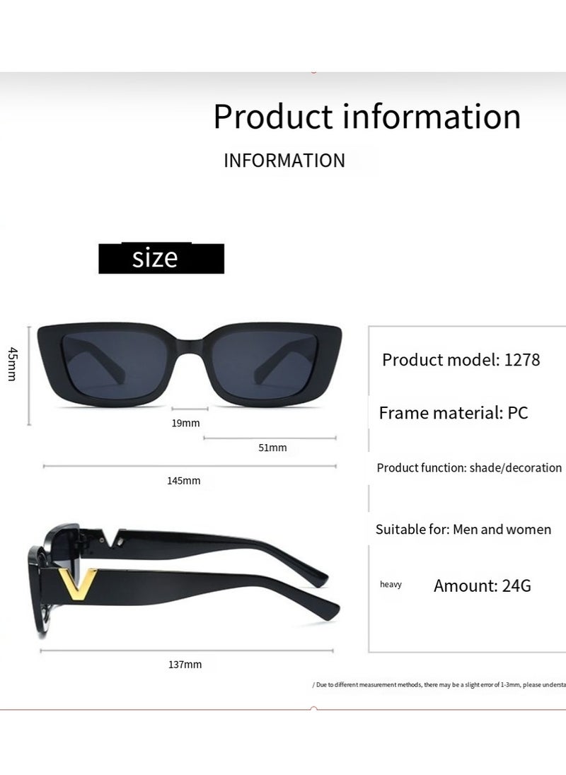 General Women's and men's small rectangular sunglasses retro fashion Y2K rectangular sunglasses small frame Korean sunglasses  - Image 3