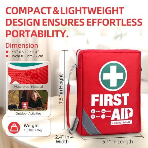 General Medi First Aid Kit - Small Compact First Aid Kit Bag(175 Piece) - Reflective Bag Design- Includes Instant Cold Pack, Emergency Blanket for Travel, Home, Office, Vehicle,Camping - Image 3