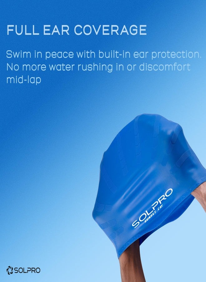 Solpro Sunset Cay Unisex Swimming Cap|for Men,Women,Boys,Girls,Athletes,Swimmers|for Training,Competition in Swimming Pool,Water Sport,Beach,Water Park & Activties|One Size Fits All(Blue) - Image 5