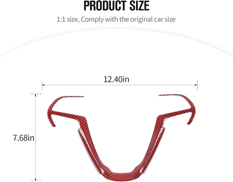 JeCar Steering Wheel Trim Cover Interior Decoration Trim Kit for 2014-2020 Jeep Grand Cherokee & Jeep Cherokee, Red Carbon Fiber - Image 4