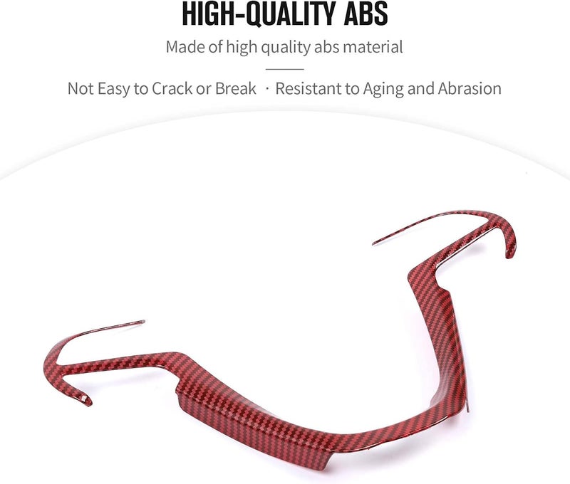 JeCar Steering Wheel Trim Cover Interior Decoration Trim Kit for 2014-2020 Jeep Grand Cherokee & Jeep Cherokee, Red Carbon Fiber - Image 3
