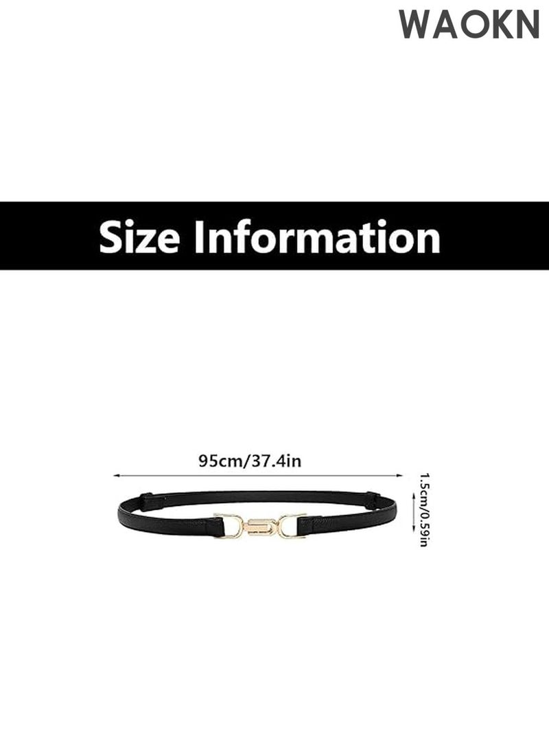 WAOKN Stylish Black Waist Thin Belt for Women – Ultra-Slim Faux Leather Skinny Belt – Perfect for Jeans, Dresses, Pants & High-Waisted Outfits – Adjustable Minimalist Fashion Accessory for Casual & Formal Wear – Elegant & Versatile Women’s Belt (Black) - Image 3