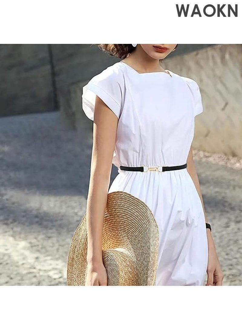 WAOKN Stylish Black Waist Thin Belt for Women – Ultra-Slim Faux Leather Skinny Belt – Perfect for Jeans, Dresses, Pants & High-Waisted Outfits – Adjustable Minimalist Fashion Accessory for Casual & Formal Wear – Elegant & Versatile Women’s Belt (Black) - Image 5