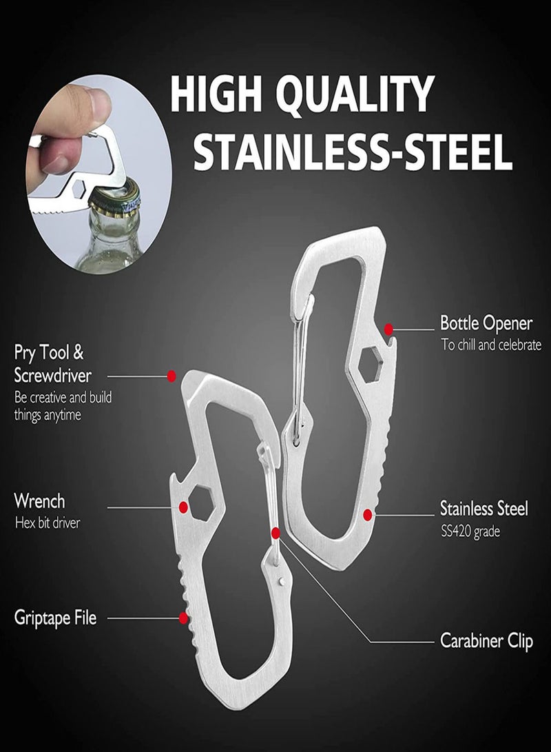 SKYFOX Multitool Carabiner Clip Keychain with AirTag Case, EDC Credit Card Tool with Bottle Opener,Screwdriver, Hex Wrench,Pry Bar for Hiking Camping Travel Adventure Tools - Image 4