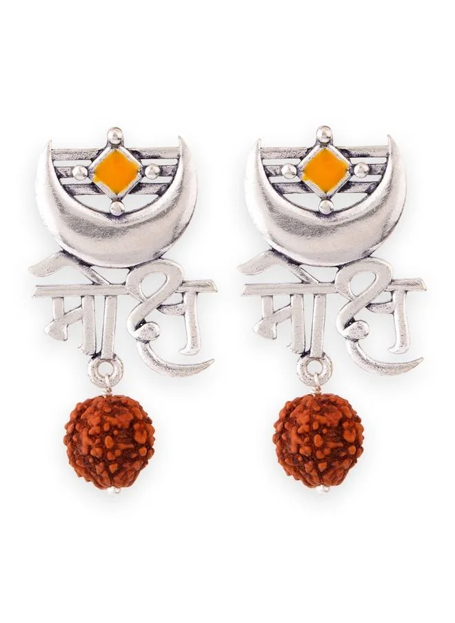 فويلا Voyla Aham Brahmasmi Moksh Rudraksha أقراط خرز، فضية، مقاس موحد