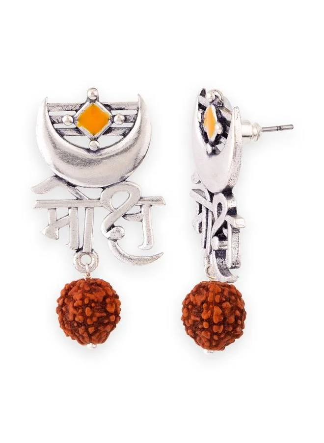 فويلا Voyla Aham Brahmasmi Moksh Rudraksha أقراط خرز، فضية، مقاس موحد
