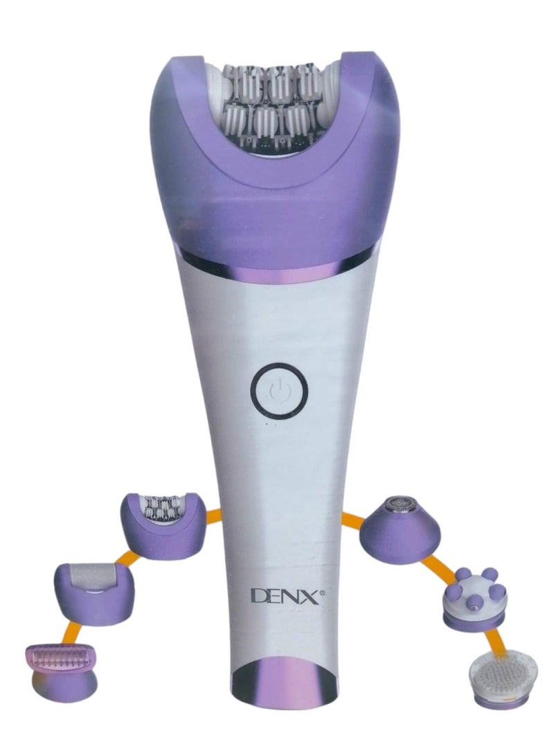 Denx Complete Care Device Epilator for Women, 6 in 1 Hair Removal Epilator, Shaver, Face Razor, Facial Brush, Face Massage and Body Exfoliator,IPX7 Waterproof Rechargeable Hair Removal for Women, 2 Speeds - Image 2
