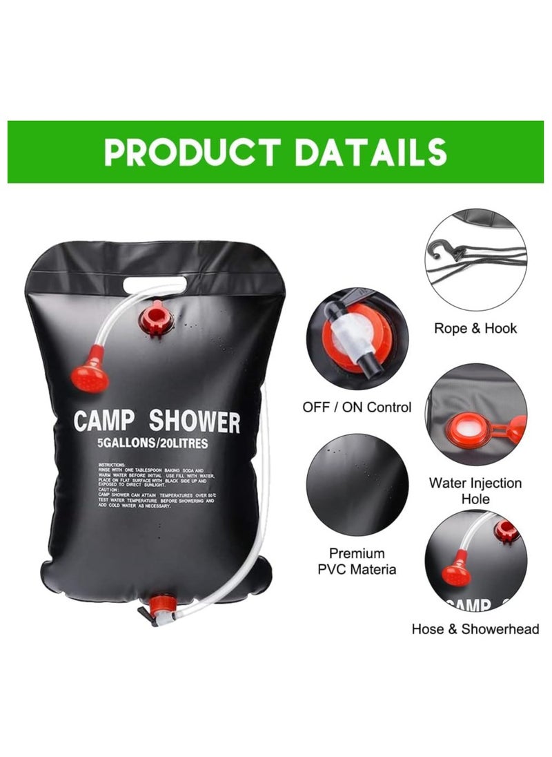 Generic - Solar Camping Shower Bag – 20L Portable Outdoor Shower, Solar Heated 45°C Hot Water, Lightweight & Foldable Travel Shower for Hiking, Beach, Swimming, Climbing & Camping - Image 1