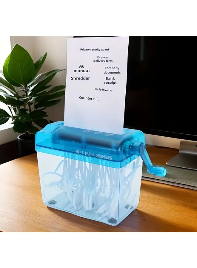 Black Manual Hand Crank Paper Shredder Portable Mini A6 Document Shredder For Home Office - Image 2