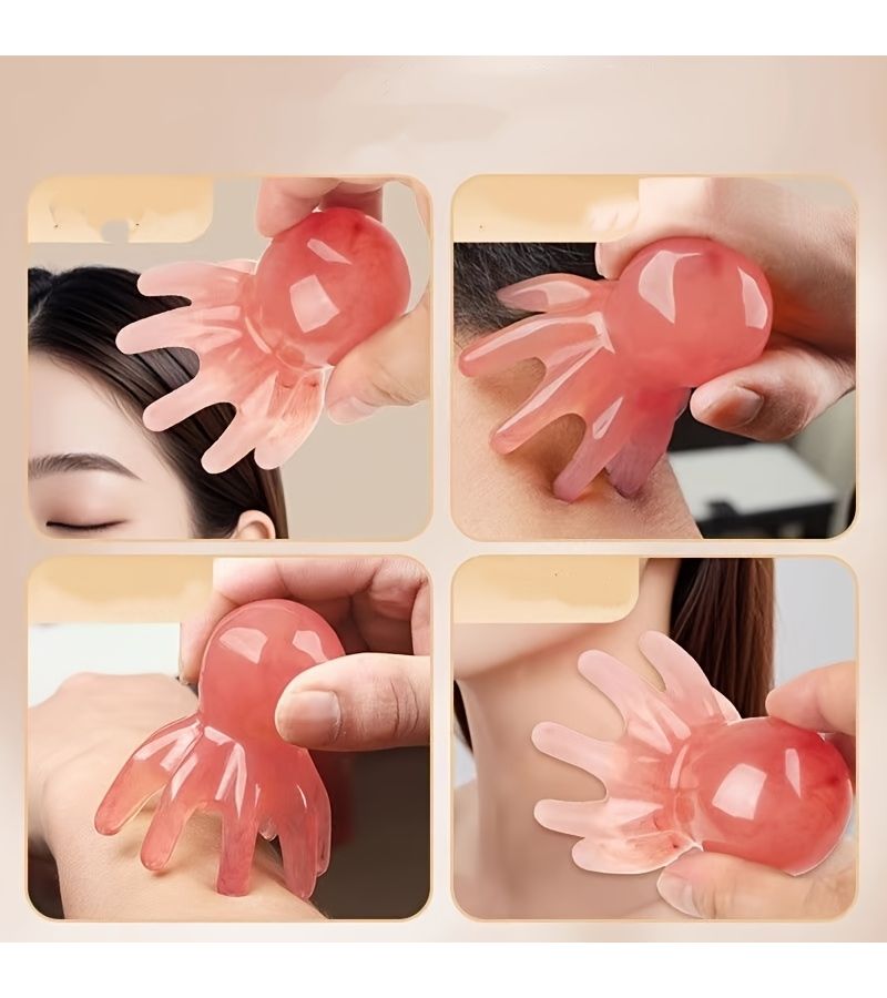 Handheld Octopus Head Massager with 2 Facial Compression Towels - Image 2