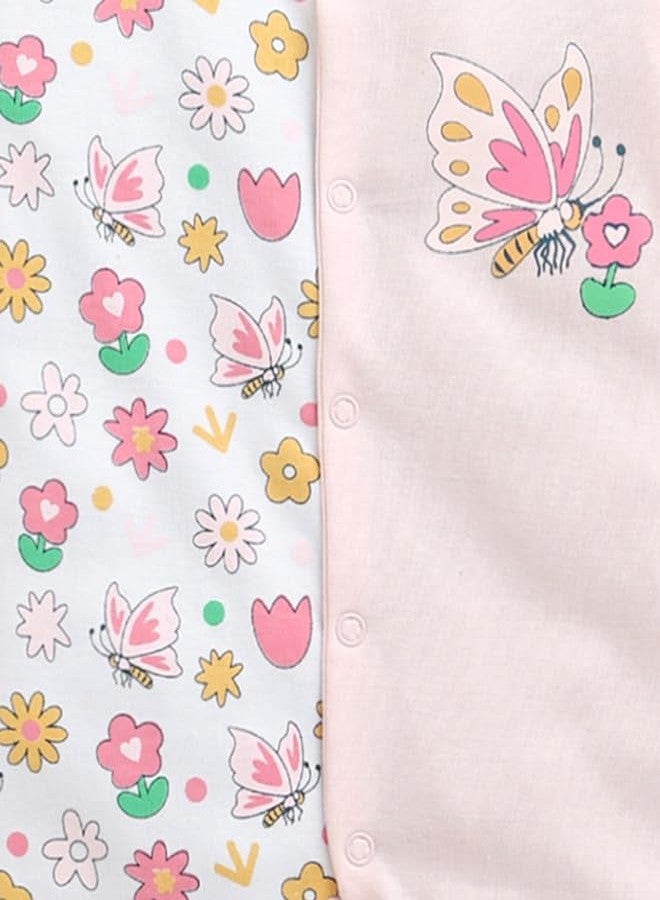 BUMZEE بيجامة نوم قطنية بأكمام طويلة للبنات من بامزي، لون وردي وأبيض - من 6 إلى 9 أشهر (Peb10920D-pnk) - Image 4