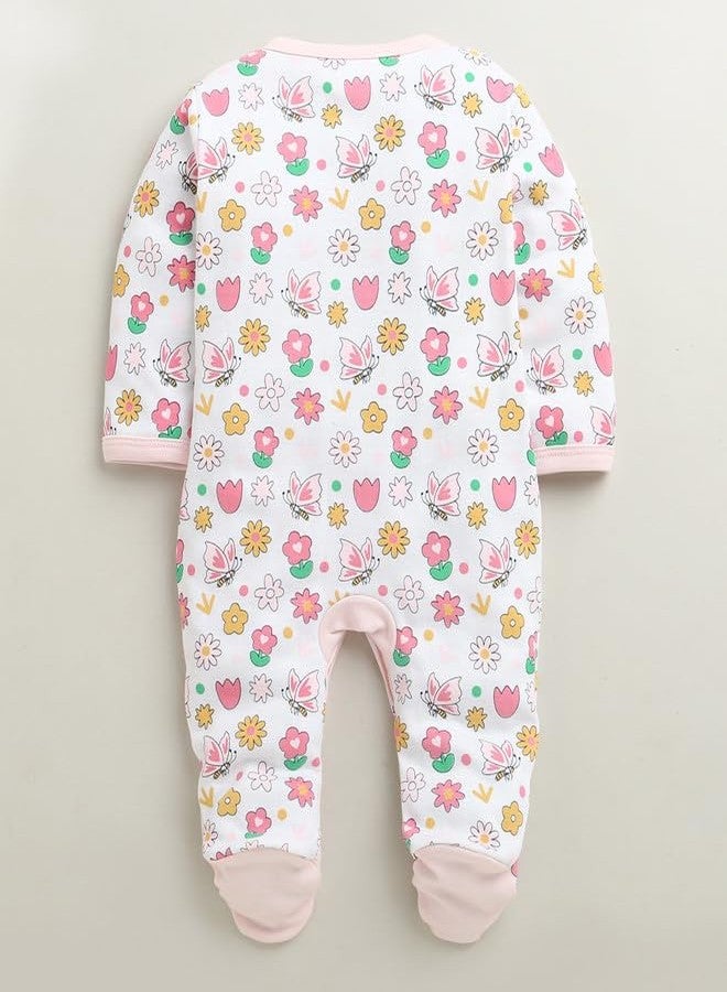 BUMZEE بيجامة نوم قطنية بأكمام طويلة للبنات من بامزي، لون وردي وأبيض - من 6 إلى 9 أشهر (Peb10920D-pnk) - Image 3