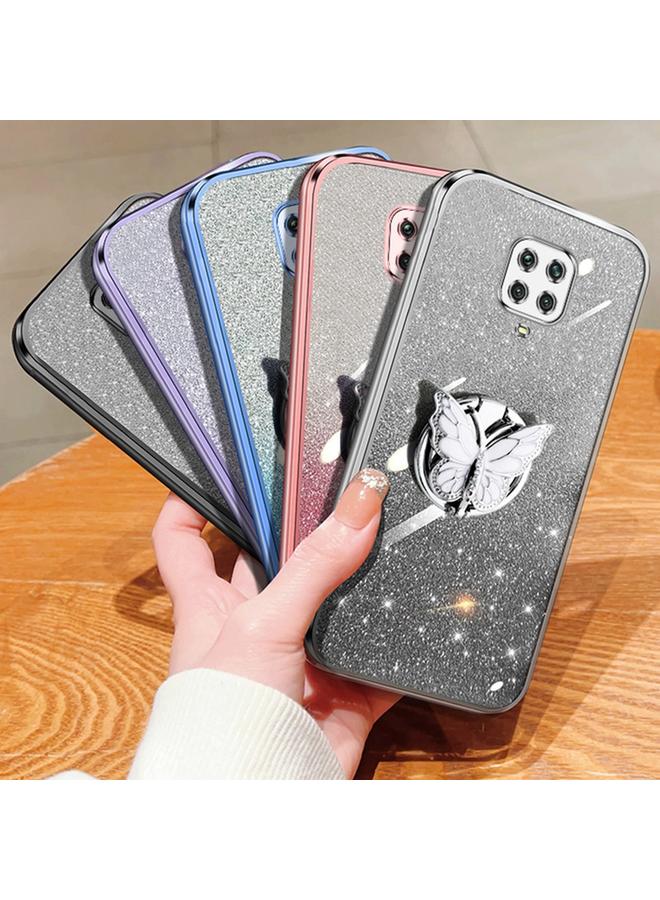 إيروريكس جراب لهاتف Redmi Note 9S مطلي بطبقة لامعة متدرجة اللون مع حامل على شكل فراشة من مادة TPU - Image 2