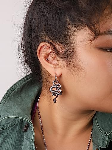 Sacina Gothic Punk Snake Earrings Dangle, Goth Emo Punk Grunge Earrings, Costume Goth Jewelry, Christmas Jewelry Gift for Women - Image 2