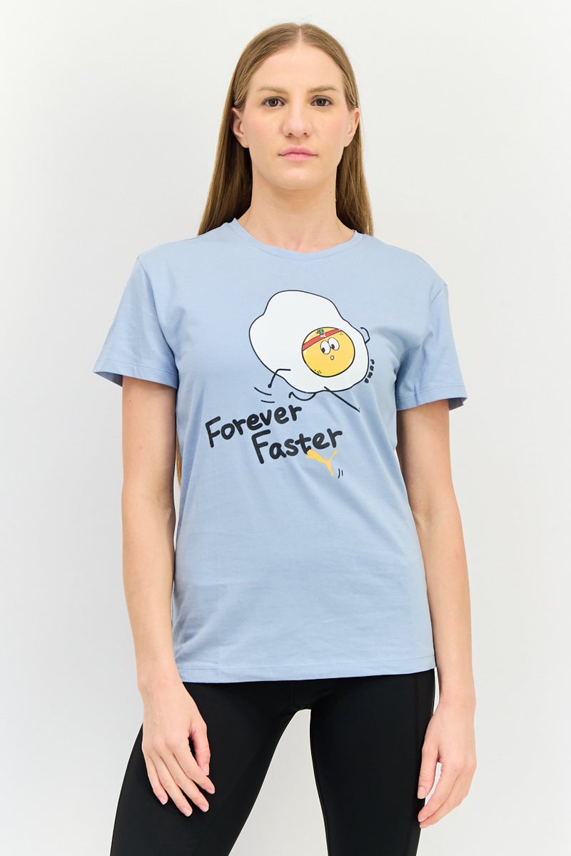 PUMA Women Sportswear Fit Brand Logo Outdoor T-Shirt, Light Blue - Image 1