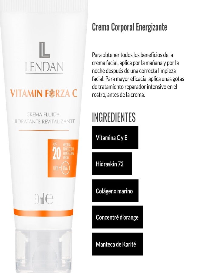 Lendan - Vitamin C Facial Cream - Revitalizing Hydrating Fluid Cream Vitamin Forza C - 30 ml - with SPF 20 - for All Skin Types - Easy Absorption - Hydrates and Regenerates Skin - Image 4
