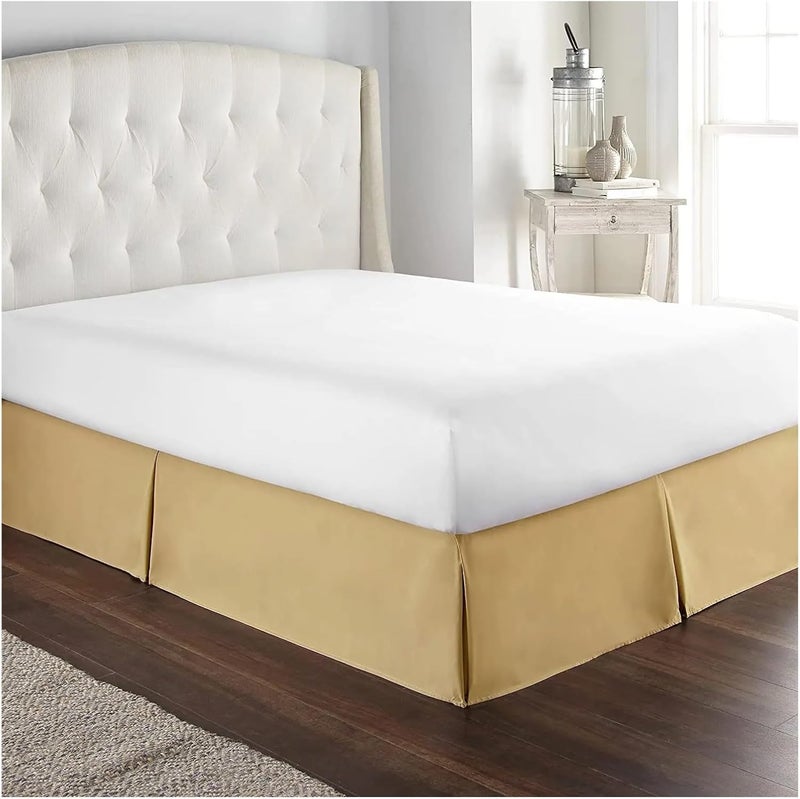 Comfortable Soft Pleated Tailored Bed Skirt with Wrinkle & Fade Resistant Fabric -15 Inch High Bedding(Camel,160x 200 x 35 cm) - Image 5
