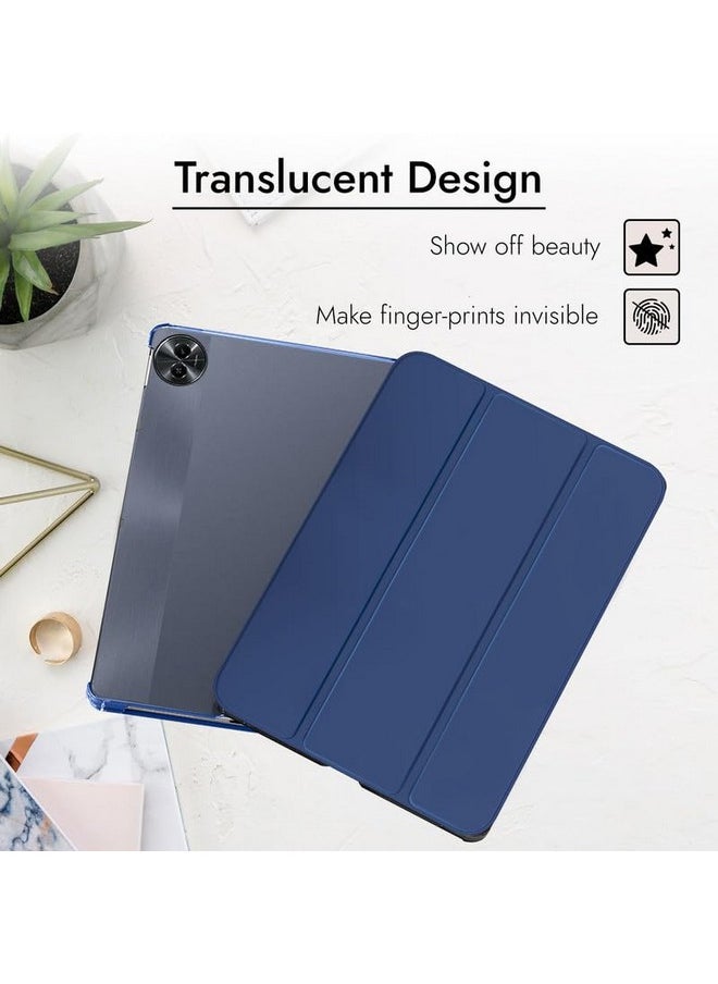 Robustrion - Robustrion Cover for Realme Pad 2 Cover Case 11.5 inch, Transparent Back Flip Case Cover for Realme Pad 2 Tablet Cover - Navy - Image 1