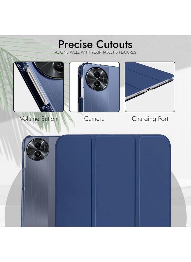 Robustrion - Robustrion Cover for Realme Pad 2 Cover Case 11.5 inch, Transparent Back Flip Case Cover for Realme Pad 2 Tablet Cover - Navy - Image 1