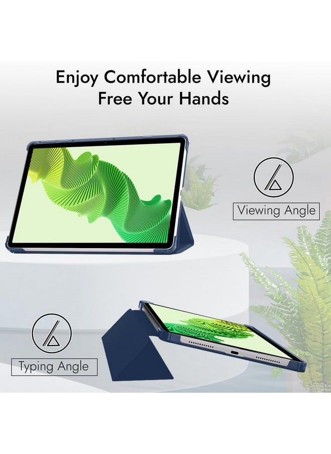 Robustrion - Robustrion Cover for Realme Pad 2 Cover Case 11.5 inch, Transparent Back Flip Case Cover for Realme Pad 2 Tablet Cover - Navy - Image 1