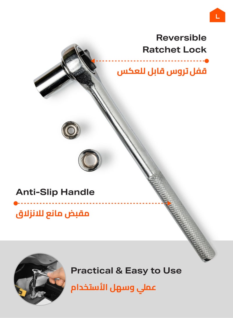 LAWAZIM Combination Socket Wrench Set - 40 Piece - Heavy Duty 1/4" & 3/8" Drive Metric and Imperial Bit Set with Extension Bar and Storage Case - for Car, Motorcycle, and Household Repair Use - Black - Image 5