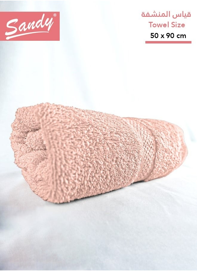 Sandy SANDY 100% Cotton Luxury Bath Towel for Hair, Hand and Face, 600 GSM Made in Egypt, Ideal for Daily Use, High Absorbent and Super Soft 90x50 cm, Cantaloupe  - Image 1
