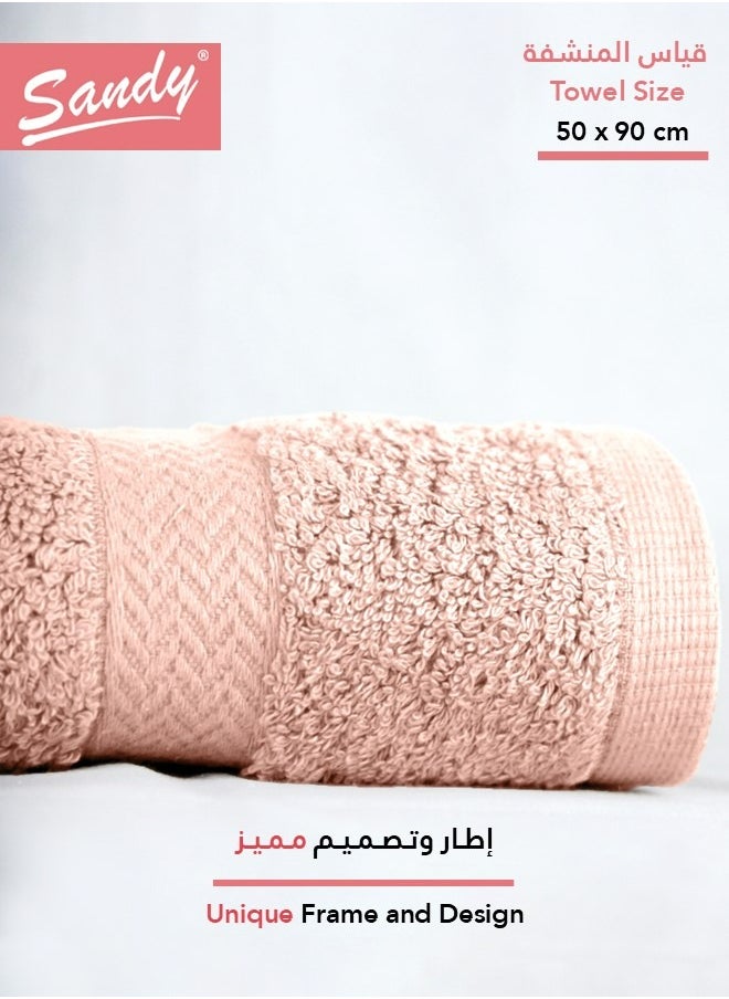 Sandy SANDY 100% Cotton Luxury Bath Towel for Hair, Hand and Face, 600 GSM Made in Egypt, Ideal for Daily Use, High Absorbent and Super Soft 90x50 cm, Cantaloupe  - Image 2