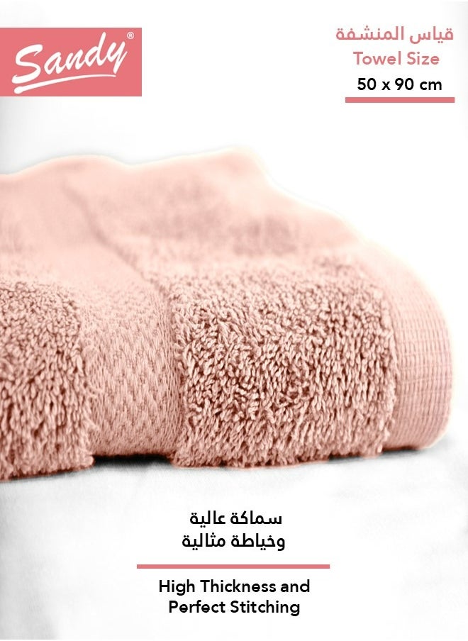 Sandy SANDY 100% Cotton Luxury Bath Towel for Hair, Hand and Face, 600 GSM Made in Egypt, Ideal for Daily Use, High Absorbent and Super Soft 90x50 cm, Cantaloupe  - Image 3