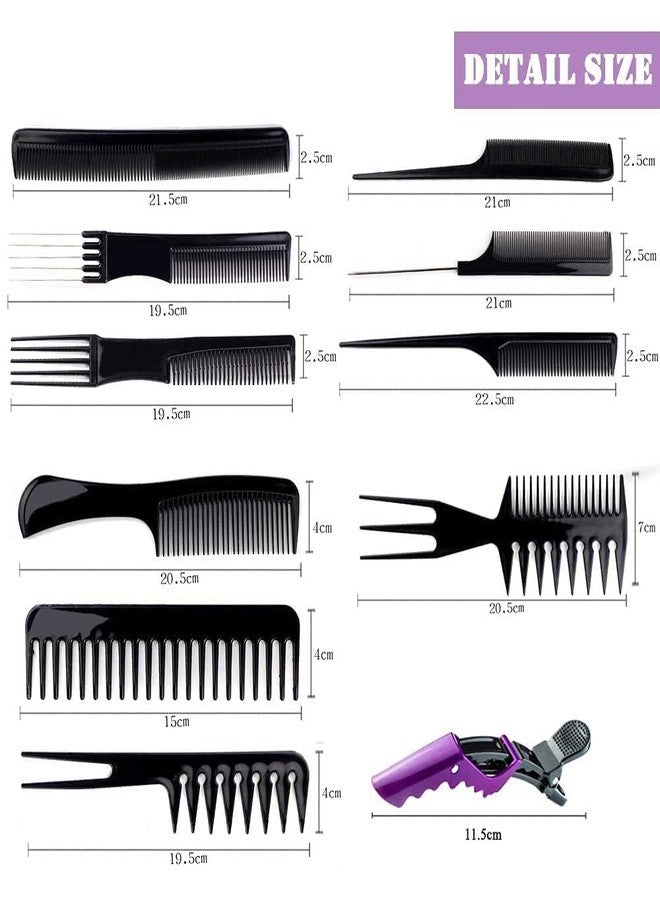 LOVHIDE Professional 10-Piece Hair Cutting Comb Set with 6 Sectioning Clips - Salon Styling Tools for Hairdressers, Barbers & Home Use - Anti-Static, Heat-Resistant, Durable Plastic Combs for All Hair Types - Image 3
