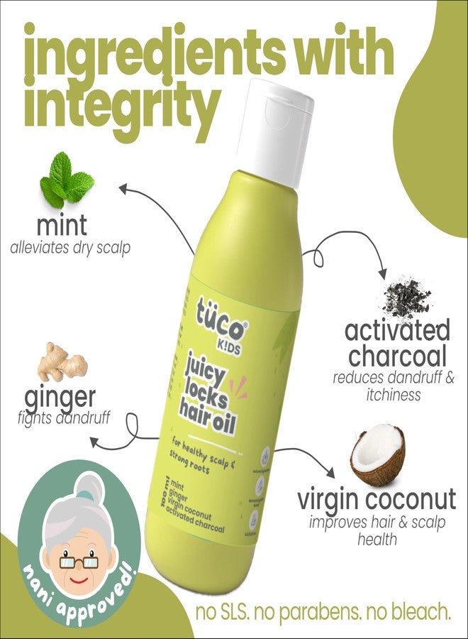 Tuco Kids Hair Oil with Extra Virgin Coconut, Mint, Ginger and Wintergreen For Itchy Scalp and Rough Hair for Kids Ages 2-5, 5-10, 10-15 | 100ml - Image 3