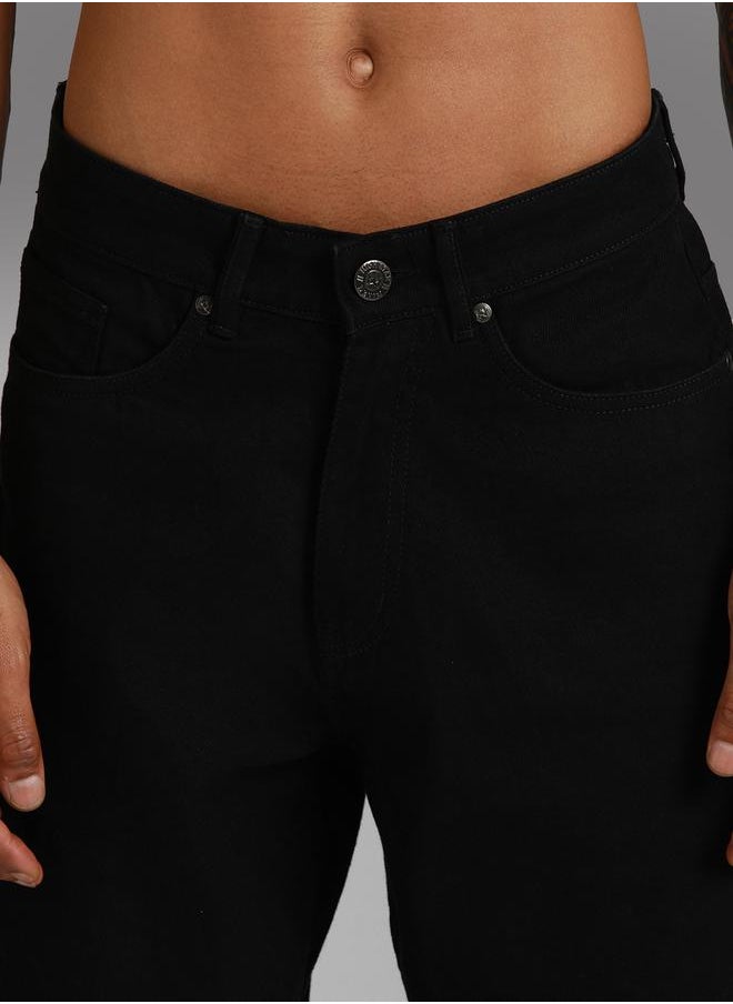 HIGH STAR - Mid Rise Plain Regular Fit Jeans by Styli - Image 1