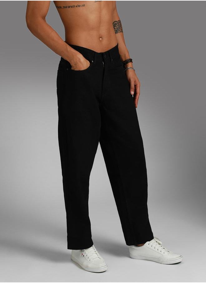 HIGH STAR - Mid Rise Plain Regular Fit Jeans by Styli - Image 1