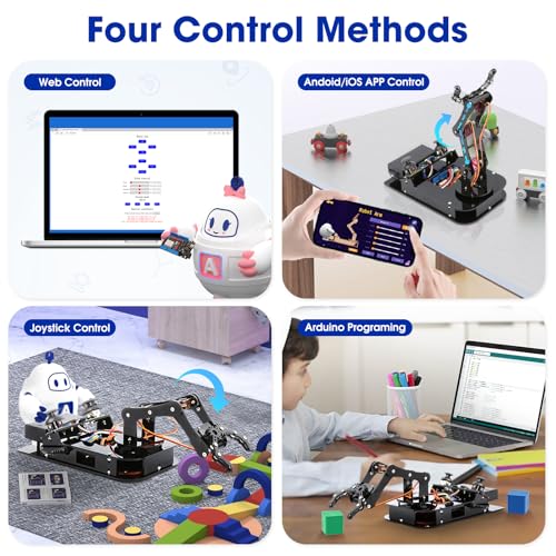 acebott 4DOF Robotic Arm Kit for Kids Compatible with Arduino IDE Programming ESP32 Smart Robot Arm Building Kit STEM Educational Desktop Toy with Joystick and Web App Control for Children Ages 8 and Adults - Image 5