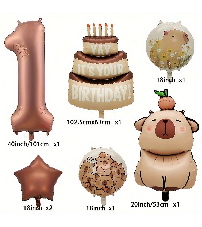 Capybara Number 4 Foil Balloon Shape Animal Party Decoration - Image 3