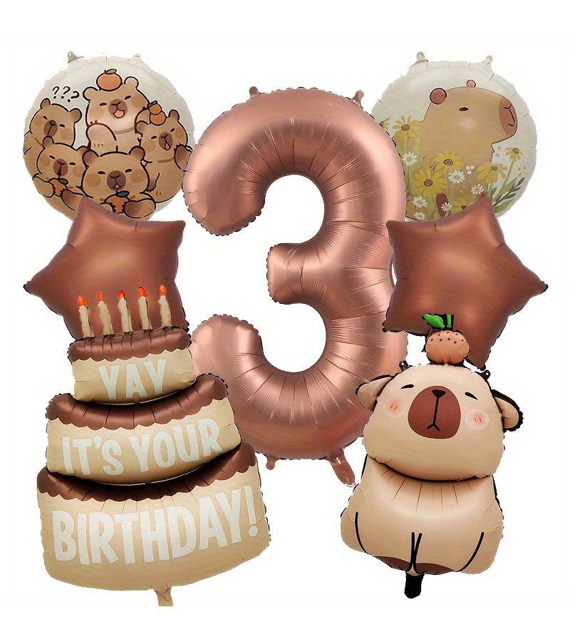 Capybara Number 4 Foil Balloon Shape Animal Party Decoration - Image 4