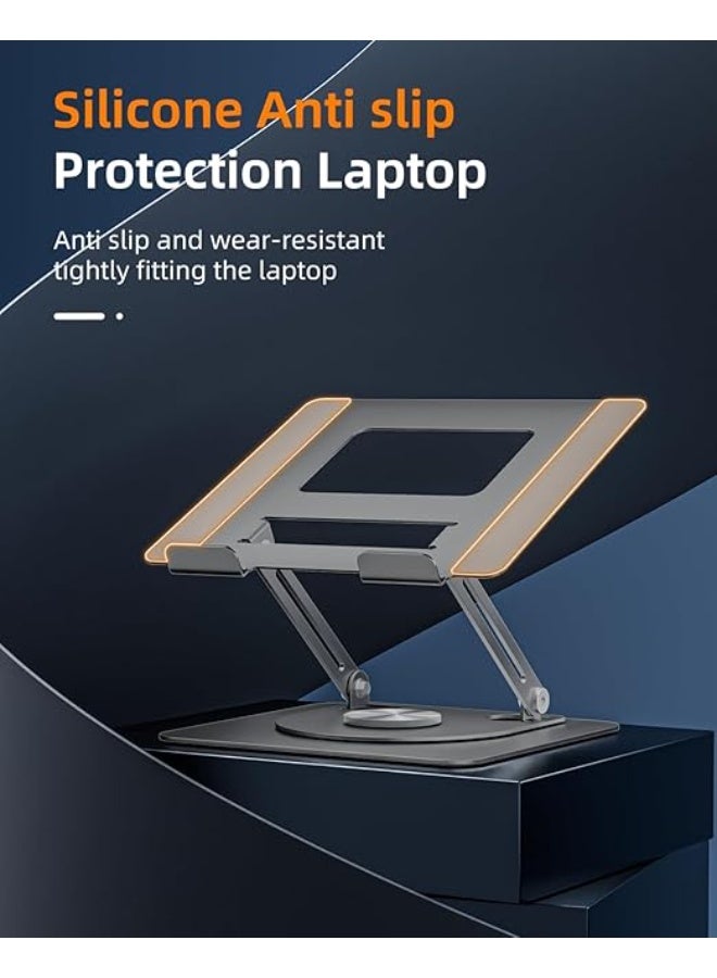 حامل لابتوب قابل للتعديل بقاعدة دوارة 360 درجة، حامل مكتبي مريح وقابل للطي، تصميم ثابت لأجهزة اللابتوب من 10 إلى 17 بوصة - Image 2