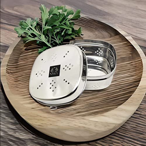 Nyra Stainless Steel Square Shaped Box For Kothmir/Coriander Multipurpose Storage Container Dabbi/Dibbi/Dubba/For Fridge,Dhania Pudina Storage Box With Air Ventilation Holes (Small) - 2500 Ml, Silver - Image 4