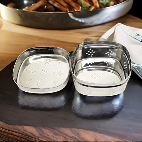 Nyra Stainless Steel Square Shaped Box For Kothmir/Coriander Multipurpose Storage Container Dabbi/Dibbi/Dubba/For Fridge,Dhania Pudina Storage Box With Air Ventilation Holes (Small) - 2500 Ml, Silver - Image 2