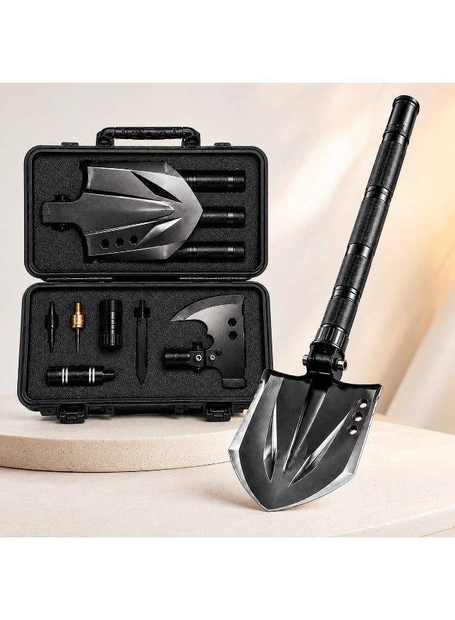 Toby's Toby’s  All in one Shovel 03 Multifunction Folding Camping Shovel Kit with Axe, Saw Edge, Wrench Openings, Fire Starter, Sectional Handle and Hard Carry Case - Image 2
