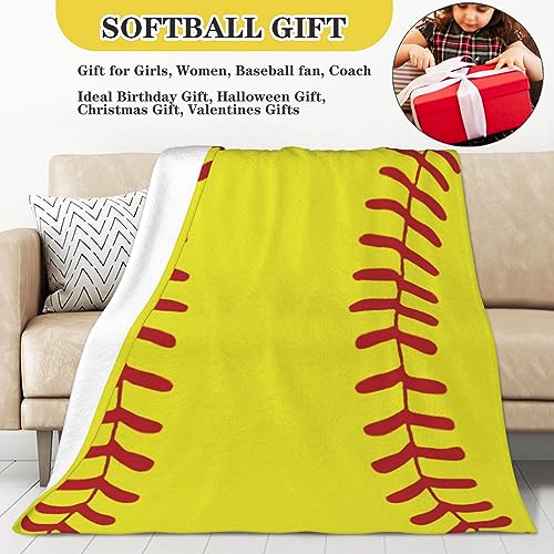 AUIVTY Softball Blanket Softball Gifts for Boys Girls 8-12 Team Coach Gifts Yellow Throw Blanket Birthday (40"x50") - Image 2