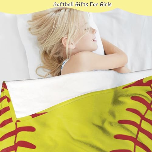 AUIVTY Softball Blanket Softball Gifts for Boys Girls 8-12 Team Coach Gifts Yellow Throw Blanket Birthday (40"x50") - Image 4