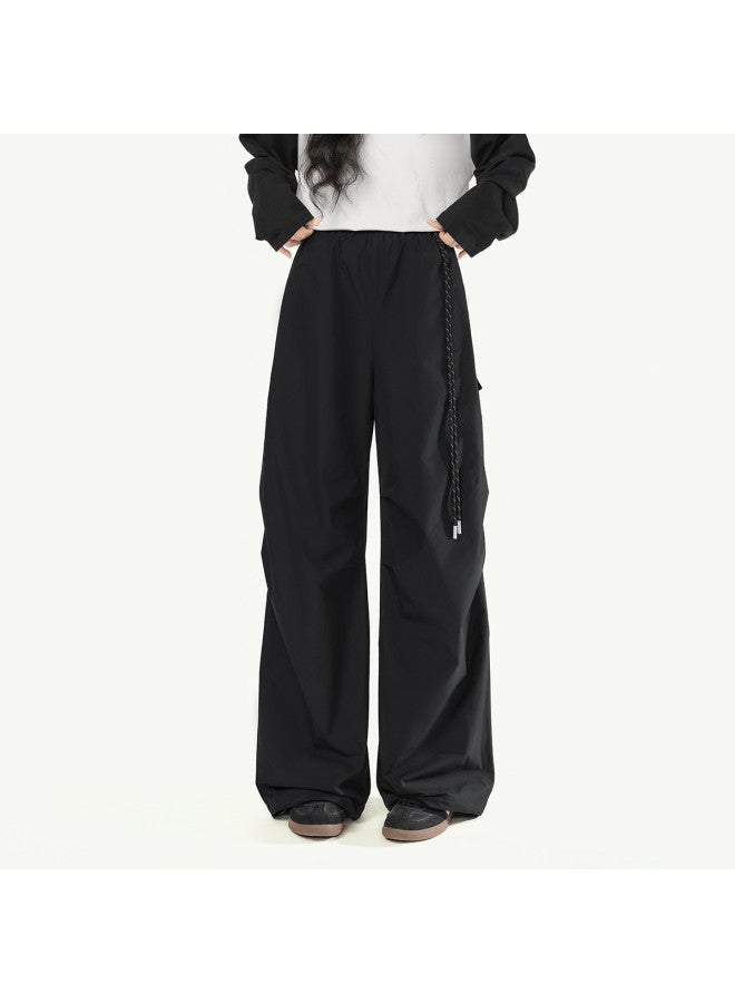 EPTISON Women'S Cargo Pants 2025 Autumn Winter New Arrival American Retro Straight Leg Casual Sweatpants Design Drawstring Floor-Length Pants - Image 2