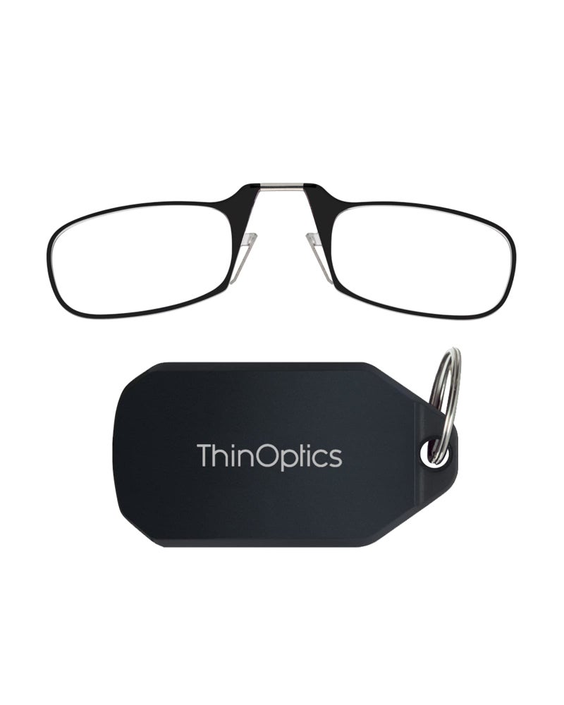 ThinOptics Keychain Case and Readers Rectangular Reading Glasses Black 44 mm 15
