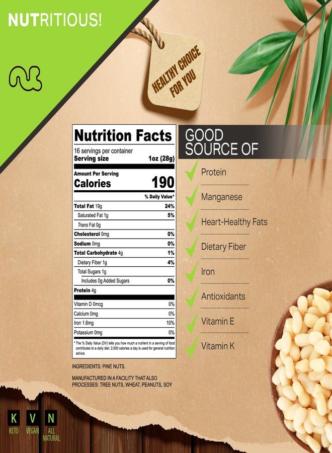 NUT CRAVINGS - Raw Pine Nuts Pignolias, Unsalted, Shelled, (16oz - 1 LB) Packed Fresh in Resealable Bag - Kosher Healthy Snack, Food Assortments Ideal for Trail Mixed Nuts - Image 3