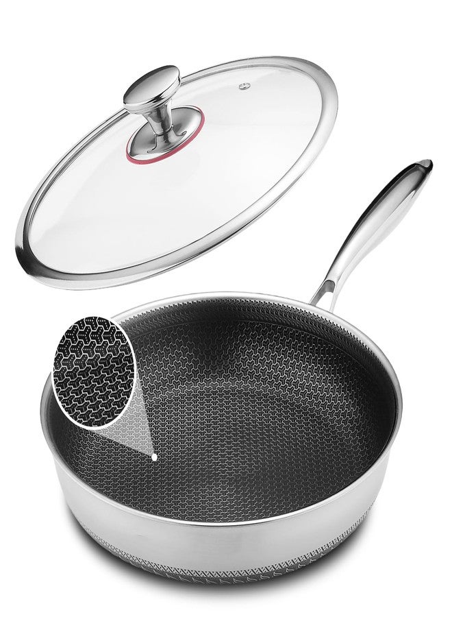 Lazycorner Non Stick Frying Pans Skillet with Lid, 12 Inch Stainless Steel Kitchen Cookware Pots, Non toxic Healthy Induction Compatible PFAS PTFE PFOA PFOS Free - Image 1