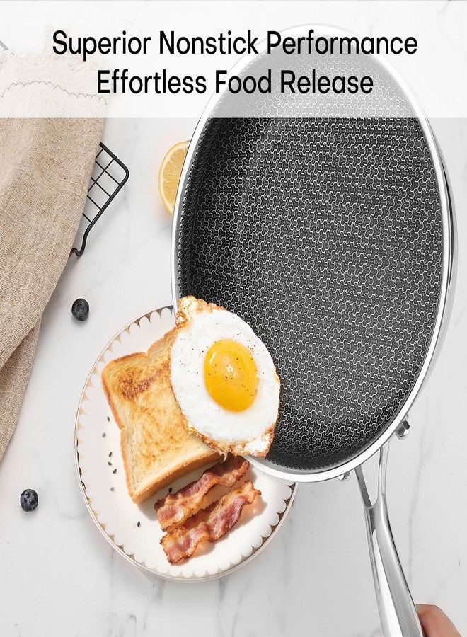 Lazycorner Non Stick Frying Pans Skillet with Lid, 12 Inch Stainless Steel Kitchen Cookware Pots, Non toxic Healthy Induction Compatible PFAS PTFE PFOA PFOS Free - Image 4