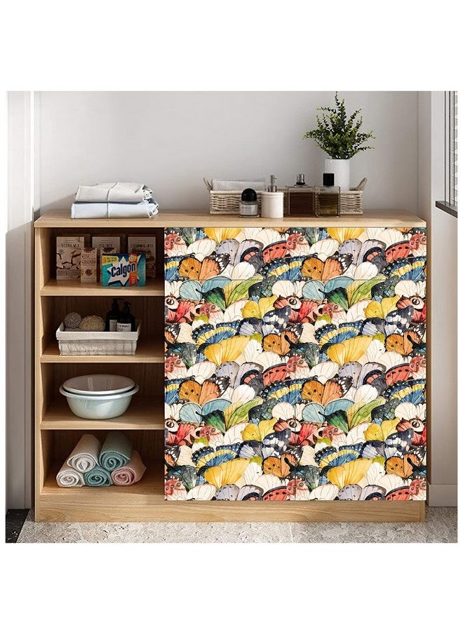 HAOKHOME 93133 Vintage Butterfly Peel And Stick Wallpaper For Bathroom Colorful Stick On Removable Home Decorations 17.7In X 118In  - Image 2