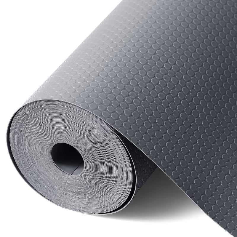 Smartshelf Shelf Liners for Kitchen Cabinets Non-Adhesive, Drawer Mats Liner for Bathroom, Plastic Pantry Shelf Liner Non Slip, Waterproof Washable Cabinet Protector Liners for Shelves, Cupboard Liner Gray - Image 1
