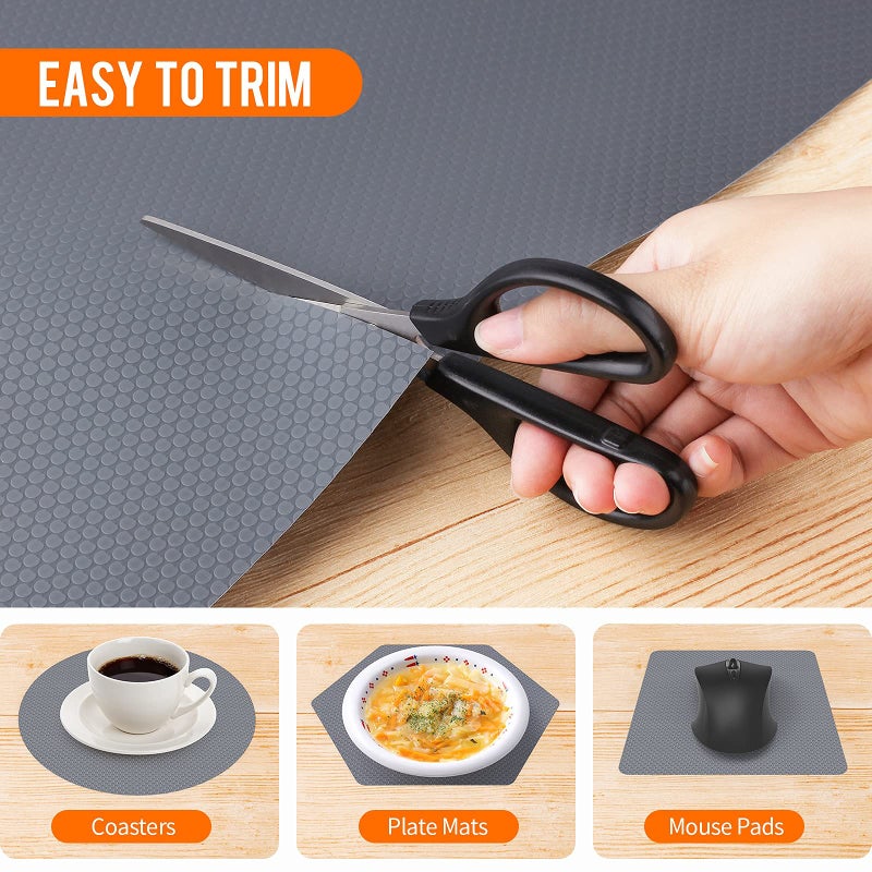 Smartshelf Shelf Liners for Kitchen Cabinets Non-Adhesive, Drawer Mats Liner for Bathroom, Plastic Pantry Shelf Liner Non Slip, Waterproof Washable Cabinet Protector Liners for Shelves, Cupboard Liner Gray - Image 3